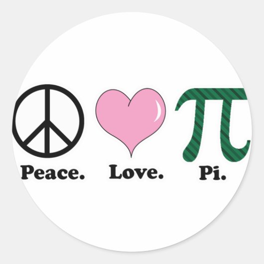 Sticker Rond paix amour pi (Devant)