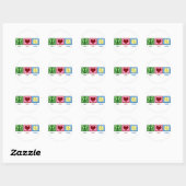 Sticker Rond Paix Amour Softball (Feuille)