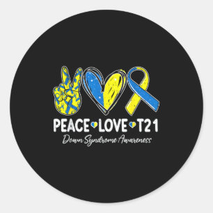 Sticker Rond Paix amour t21 sensibilisation au syndrome de down