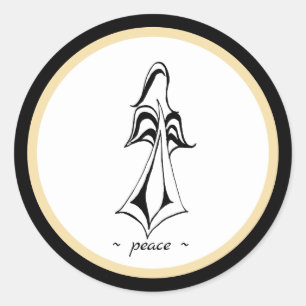 Sticker Rond Paix ! Angel Or et noir