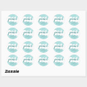 Sticker Rond Paix | Aquarelle Turquoise Adresse de retour de No (Feuille)