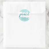 Sticker Rond Paix | Aquarelle Turquoise Adresse de retour de No (Sac)