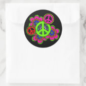 Sticker Rond Paix avec l'autocollant de fleurs (Sac)