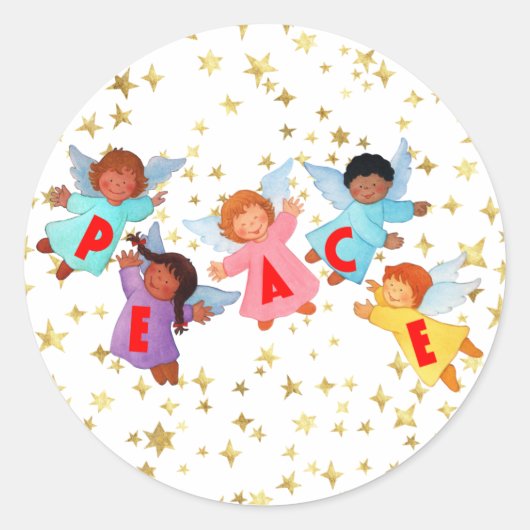 Sticker Rond Paix avec les anges (Devant)