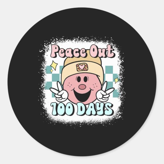 Sticker Rond Paix blanchie 100 jours de sourire scolaire Visage (Devant)