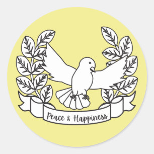 STICKER ROND PAIX & BONHEUR