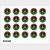 Sticker Rond Paix de Rasta (Feuille)