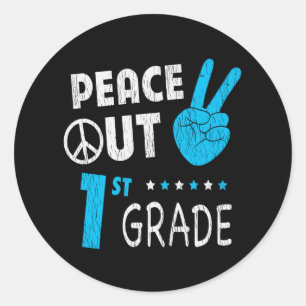 Sticker Rond Paix dehors 1re année rentrée dernier jour enfants