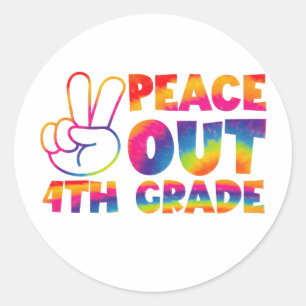 Sticker Rond Paix dehors quatrième année Tie Dye dernier jour 4