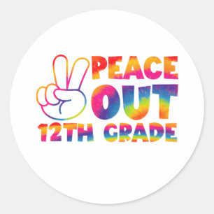 Sticker Rond Paix dehors Tie-Dye de 12e année 