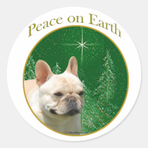 Sticker Rond Paix des Bulldog français