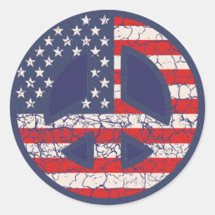 Sticker Rond Paix-Drapeau-dist