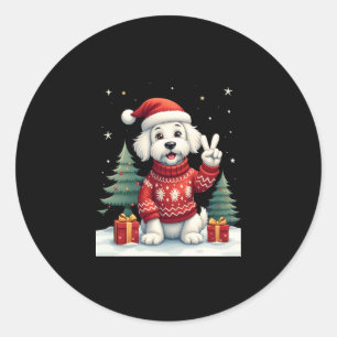 Sticker Rond Paix drôle Mains Maltais Lumières de Noël Femmes M