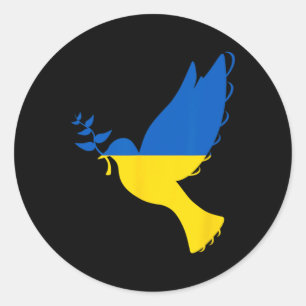 Sticker Rond Paix en Ukraine Colombe. Soutenez l'Ukraine. Souti