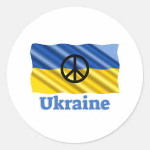 Sticker Rond Paix en Ukraine - Paix & Amour