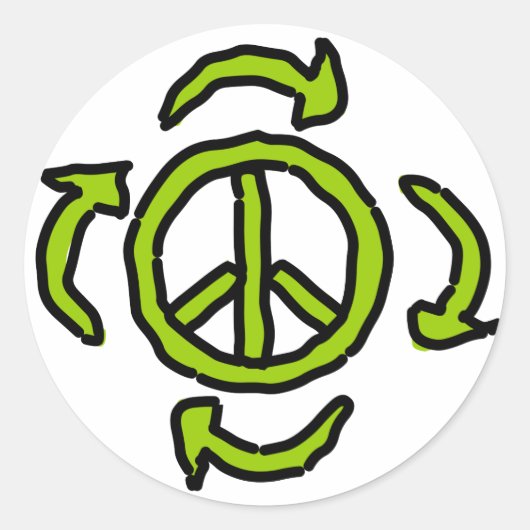 Sticker Rond Paix en vert (Devant)