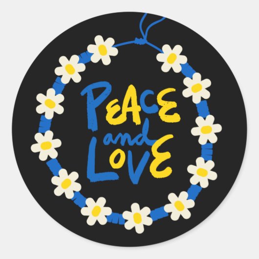 Sticker Rond Paix et amour Ukraine Fleur Wreath (Devant)