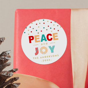 Sticker Rond Paix et Noël coloré moderne de confettis de JOIE