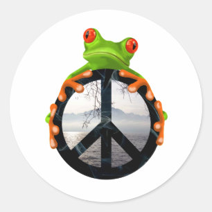 Sticker Rond paix frog1