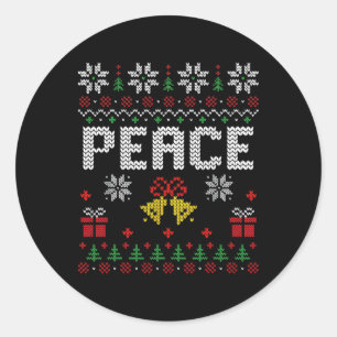 Sticker Rond Paix Je viens en paix Noël Couple assorti Ug