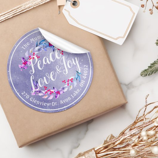 Sticker Rond Paix Joie Amour Noël Bonne année