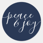 Sticker Rond Paix Moderne Et Joie Bleu Blanc Noël (Devant)