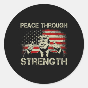 Sticker Rond Paix par la force Trump Opération Midnight Ha