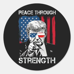 Sticker Rond Paix par la force Trump Opération Minuit Ha