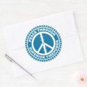 Sticker Rond Paix par une puissance de feu supérieure - Bleu (Enveloppe)