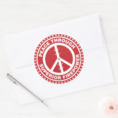 Sticker Rond Paix par une puissance de feu supérieure - Rouge (Enveloppe)