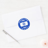 Sticker Rond Paix pour Israël bleu blanc texte et drapeau (Enveloppe)