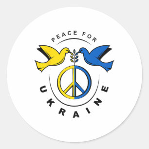 Sticker Rond Paix pour l'Ukraine Colombe Drapeau de l'Ukraine J