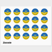 Sticker Rond Paix pour l'Ukraine, Drapeau de l'Ukraine, Emblème (Feuille)
