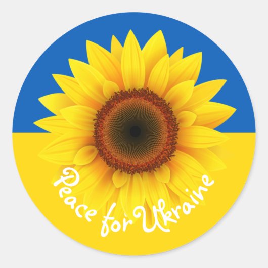 Sticker Rond Paix pour l'Ukraine Drapeau de tournesol Jaune & B (Devant)