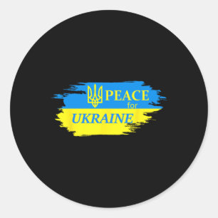 Sticker Rond Paix pour l'Ukraine Drapeau ukrainien Logo Ukraine