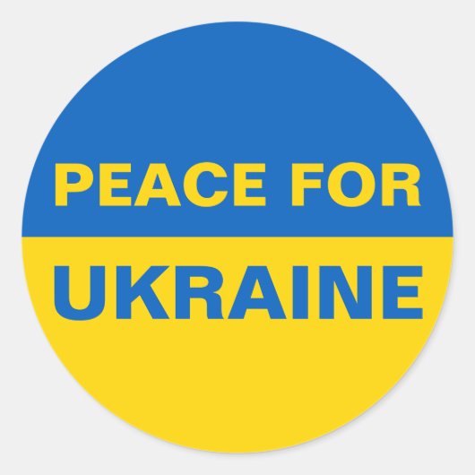 Sticker Rond Paix pour l'Ukraine Pavillon ukrainien (Devant)