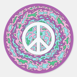 Sticker Rond Paix psychédélique