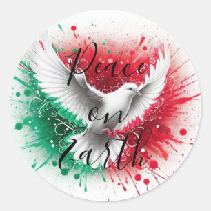 Sticker Rond Paix sur Terre avec colombe