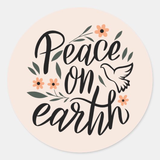 Sticker Rond Paix sur Terre Design Floral (Devant)