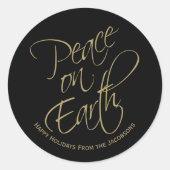 Sticker Rond Paix sur Terre Joyeuses Vacances Élégantes Noir &  (Devant)
