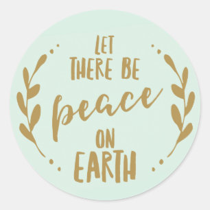 Sticker Rond Paix sur Terre, Menthe et Or   Sceau de vacances