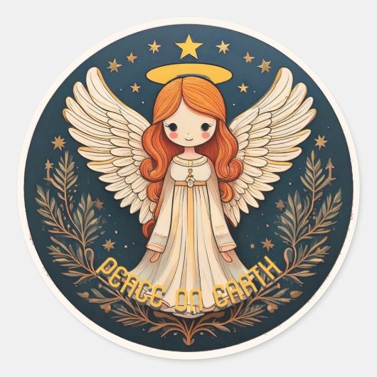 Sticker Rond Paix sur Terre Noël Angel ID1082 (Devant)