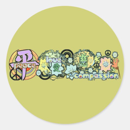 Sticker Rond paixamourcompassion (Devant)
