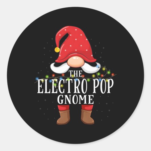 Sticker Rond Pajama de famille Electro Pop Gnome (Devant)