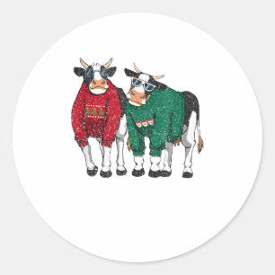 Sticker Rond Pajama laid vache de Noël - drôle de match