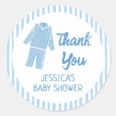 Sticker Rond Pajamas Breakfast Boy Baby Shower (Devant)