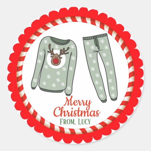 Sticker Rond Pajamas Père Noël (Devant)
