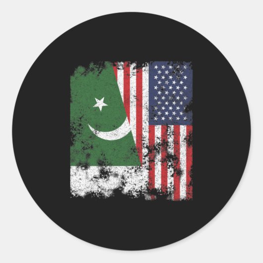 Sticker Rond Pakistan USA Flag (Devant)