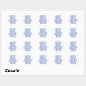 Sticker Rond Pale Blue Pastel En vichy Teddy Bear (Feuille)