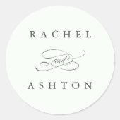 Sticker Rond Pale Green Simple Mariage élégant (Devant)